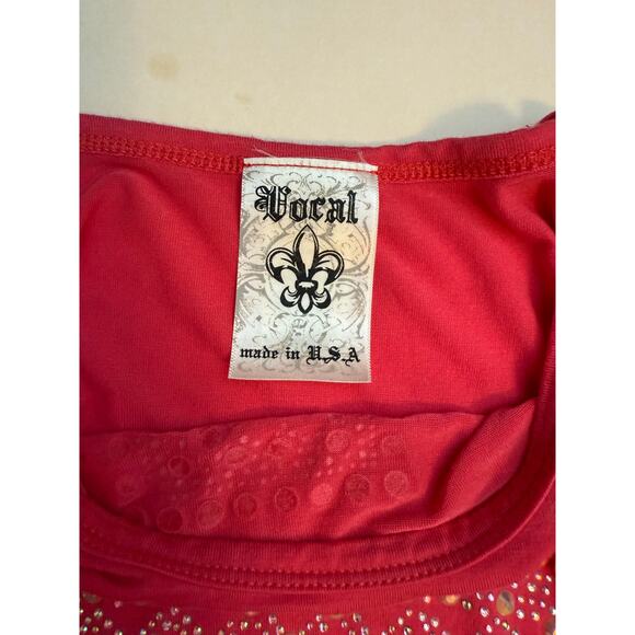 Vocal USA Cross Tank Top Small | Western Boho Rocker Studded Graphic Made in USA - Picture 2 of 8